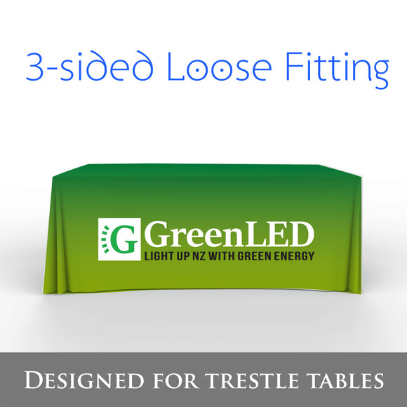 Custom Table Cover - 3 sided Flexible Loose Fitting