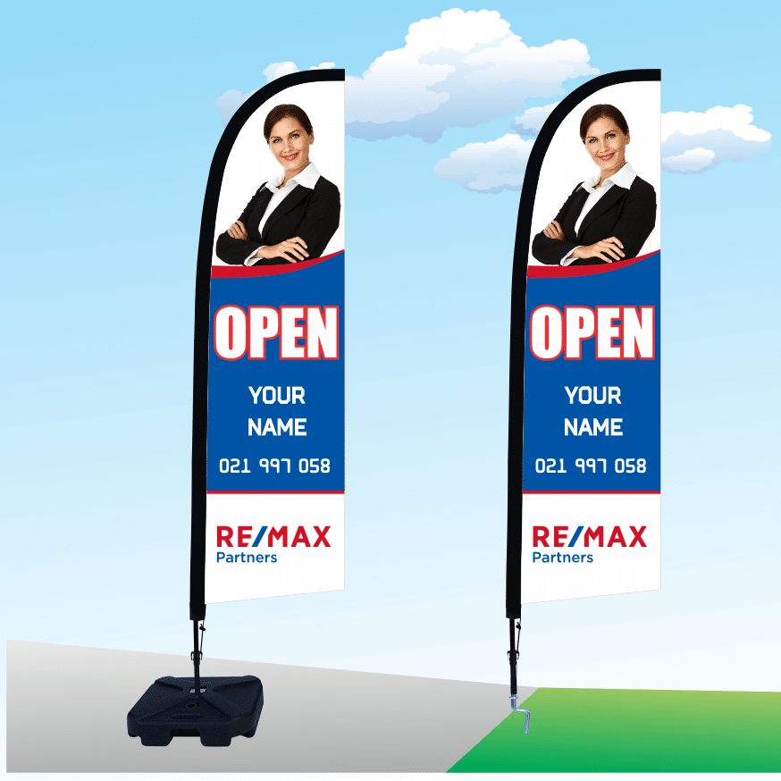 Remax OPEN Flag - Custom Large Feather Flag – Flagseller.co.nz